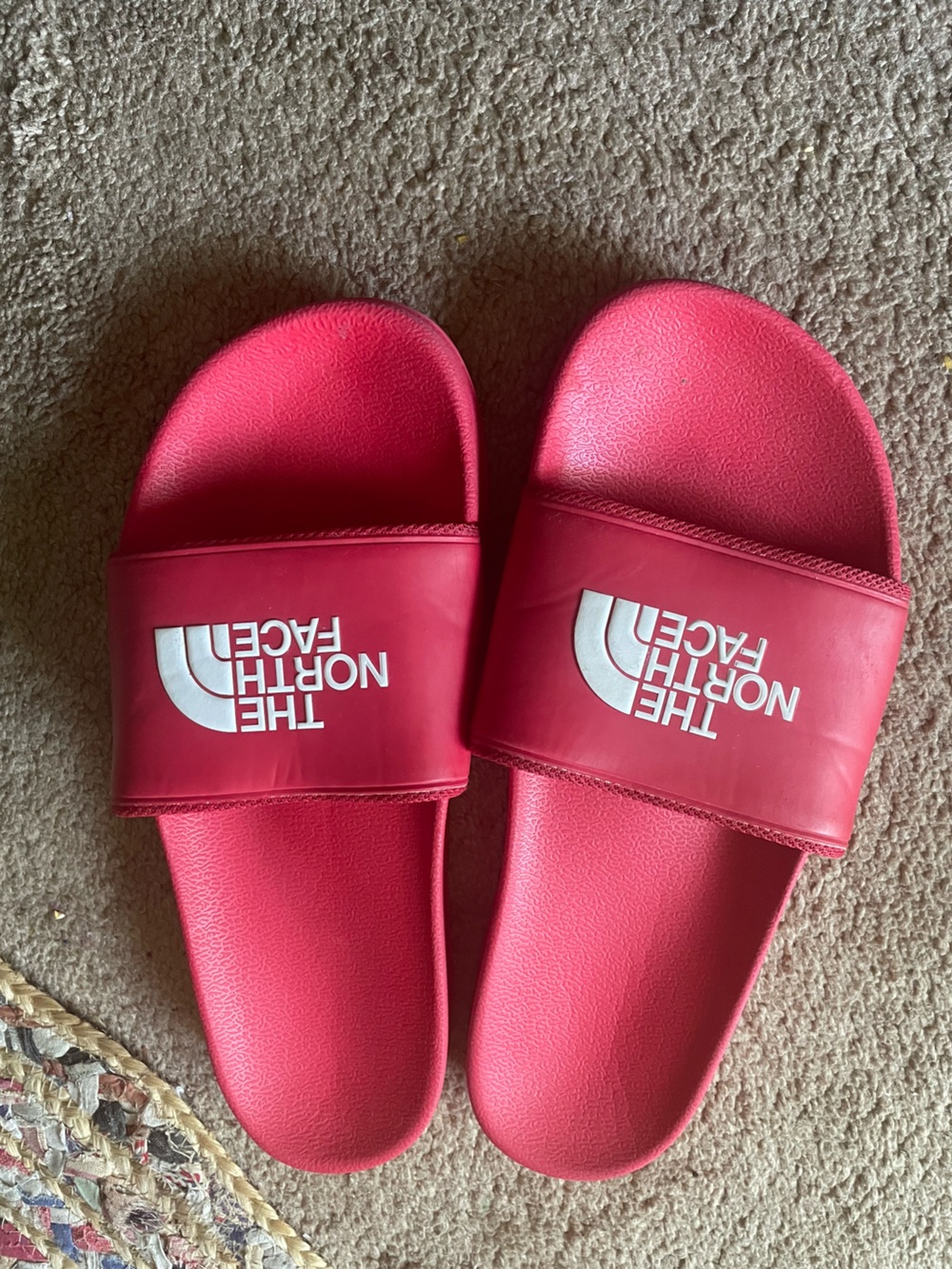 The North Face red Logo Slide Sandals
